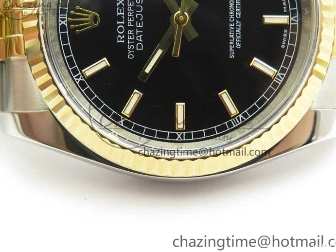 MiroTime 0801 DateJust 36 SS YG 116233 ARF 1:1 Best Edition 904L Steel Black Dial Stick Markers on Jubilee Bracelet SH3135 V EasyMatch 3261